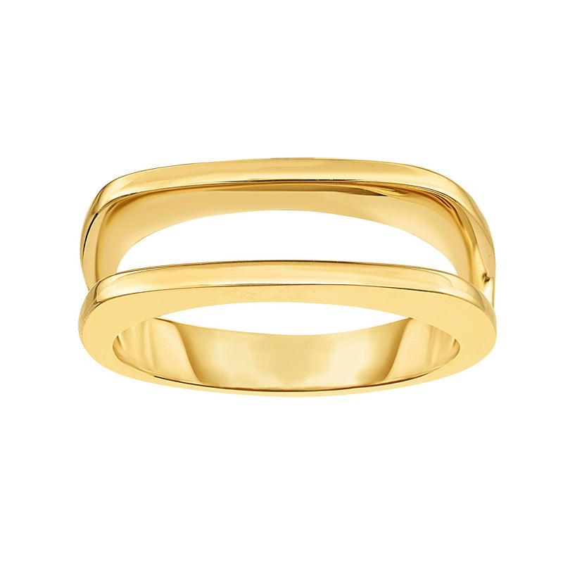Sideways Shiny Solid Ring Real 14K Yellow Gold - besenn