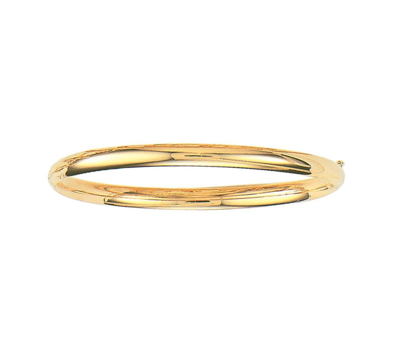 5mm All Shiny Plain Comfort Fit Bangle Bracelet Real 14K Yellow Gold 7
