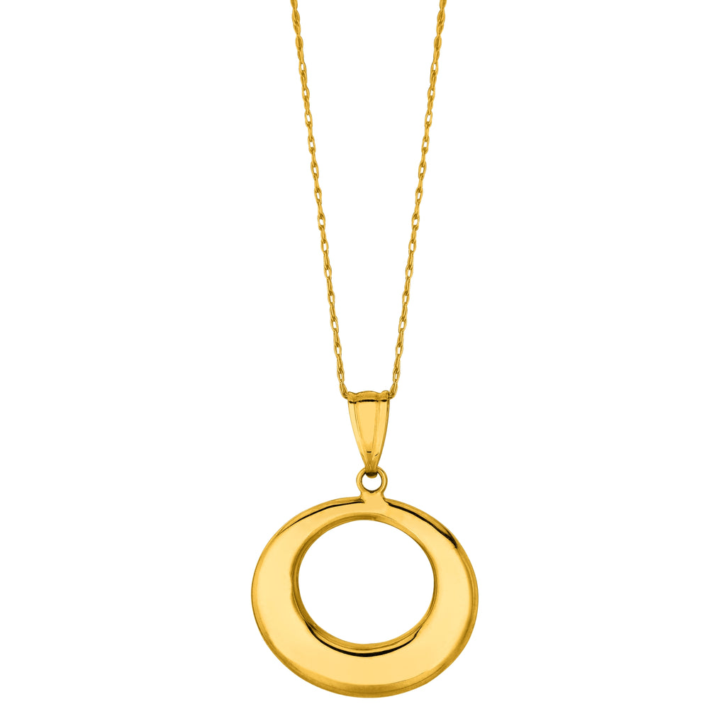 Graduated Open Circle Necklace Real 14K Yellow Gold - besenn