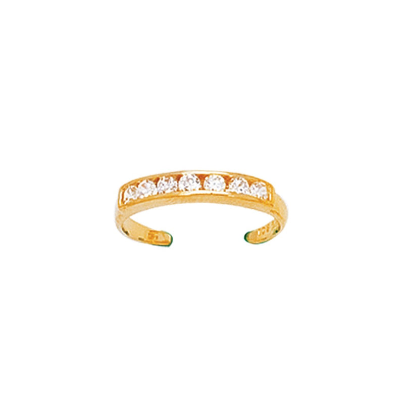 Cuff Type Fancy CZ Toe Ring Real 14K Yellow Gold - besenn