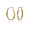 1 1/4" Italian Oval Diamond Cut Hoop Earrings Real 14K Yellow Gold