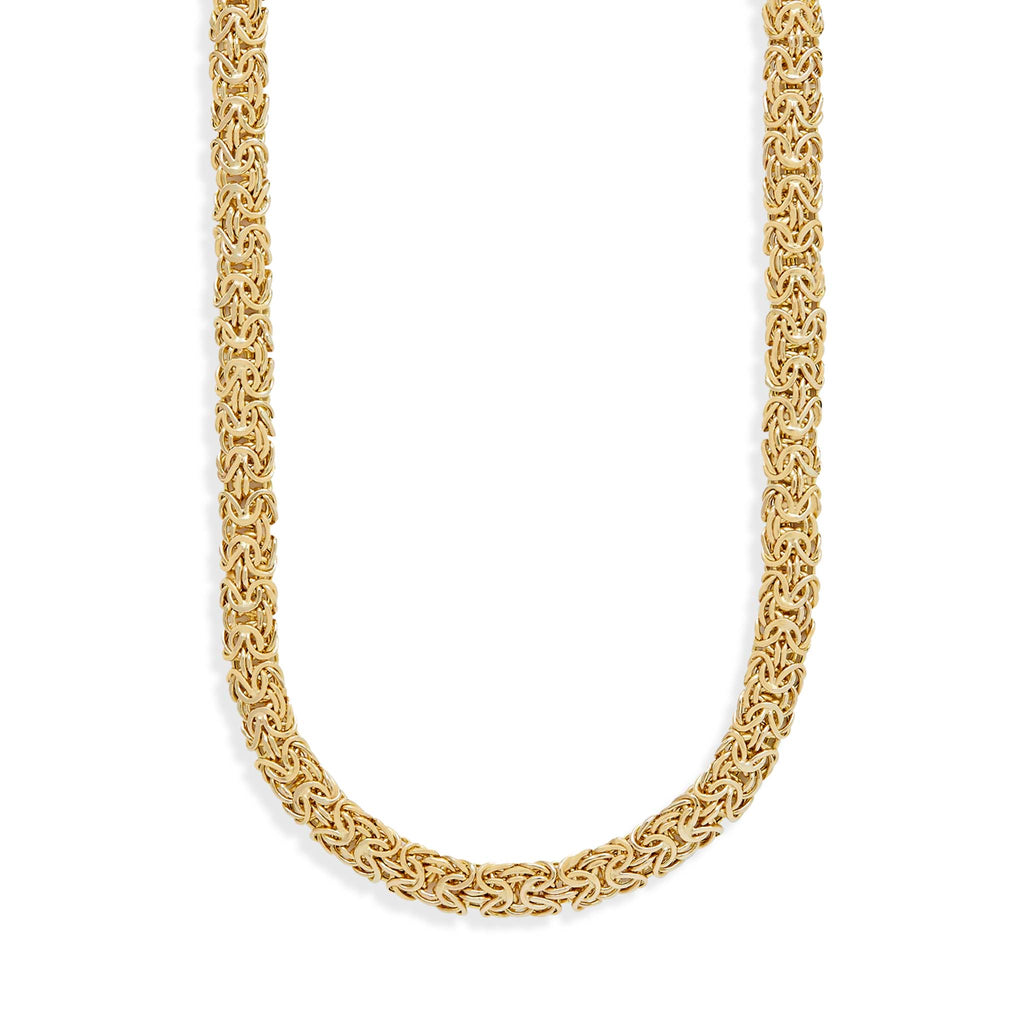 Mirrored Domed All Shiny Byzantine Link Chain Necklace Real 10K Yellow Gold - besenn