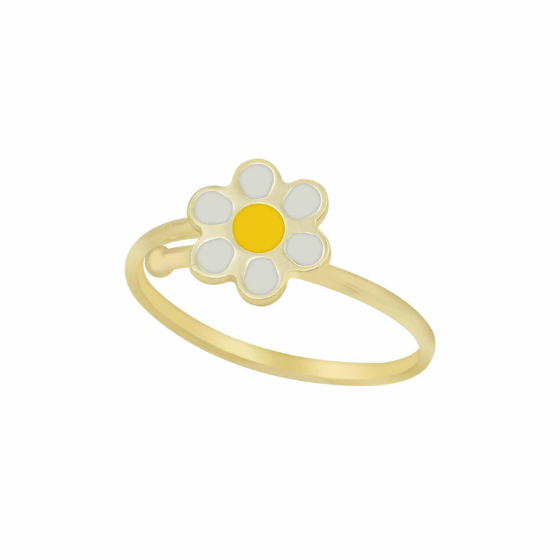 Child's Yellow Flower Ring Real 14K Yellow Gold - besenn