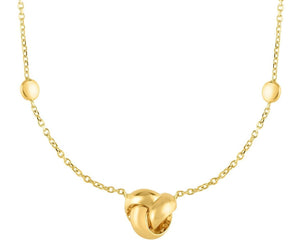 Loveknot Rosetta Shiny Necklace Real 14K Yellow Gold