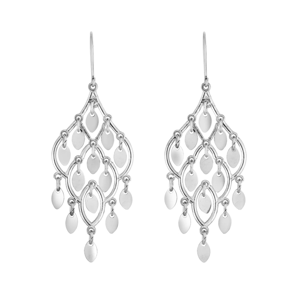 Drop Dangle Chandelier Earrings Real 10K White Gold - besenn