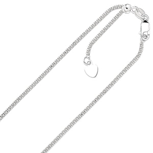 1.3mm Solid Adjustable Popcorn Chain Necklace REAL 14K White Gold Up To 22" 2.7g - besenn