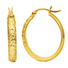 Hammered Oval Shape Hoop Earrings Real 14K Yellow Gold - besenn