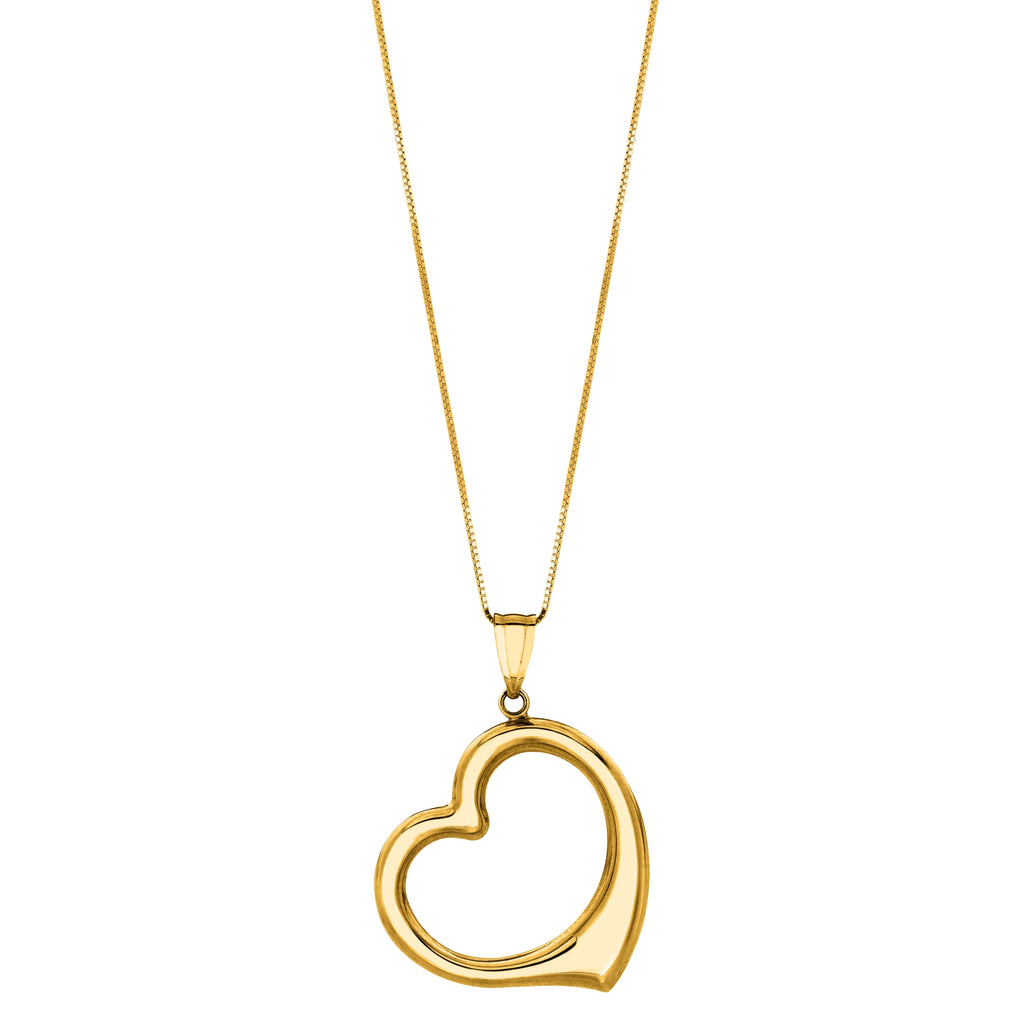 Shiny Plain Heart Love Necklace Real 14K Gold - besenn