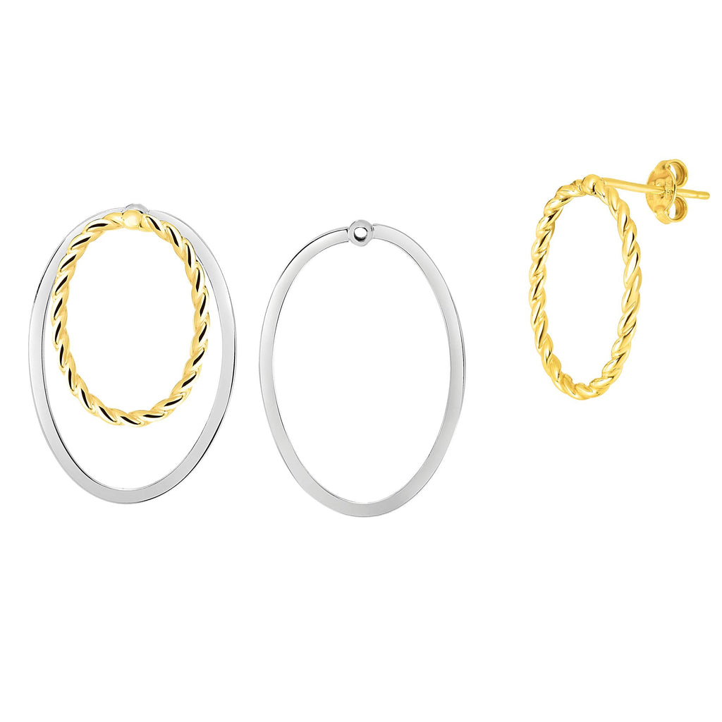Textured Shiny Oval Earrings Real 14K Yellow Gold - besenn