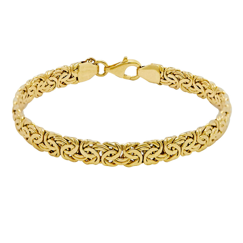 6mm All Shiny Classic Byzantine Bracelet Lobster Lock Real 14K Yellow Gold