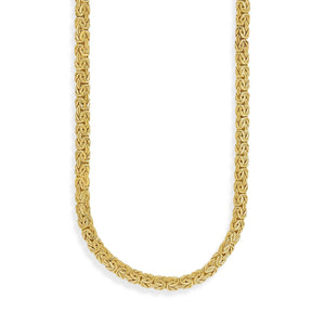 17" 6mm Wide All Shiny Classic Byzantine Chain Necklace Real 10K Yellow Gold - besenn