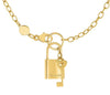 Italian Shiny Lock Key Rolo "Forever" Bracelet Real 14K Yellow Gold