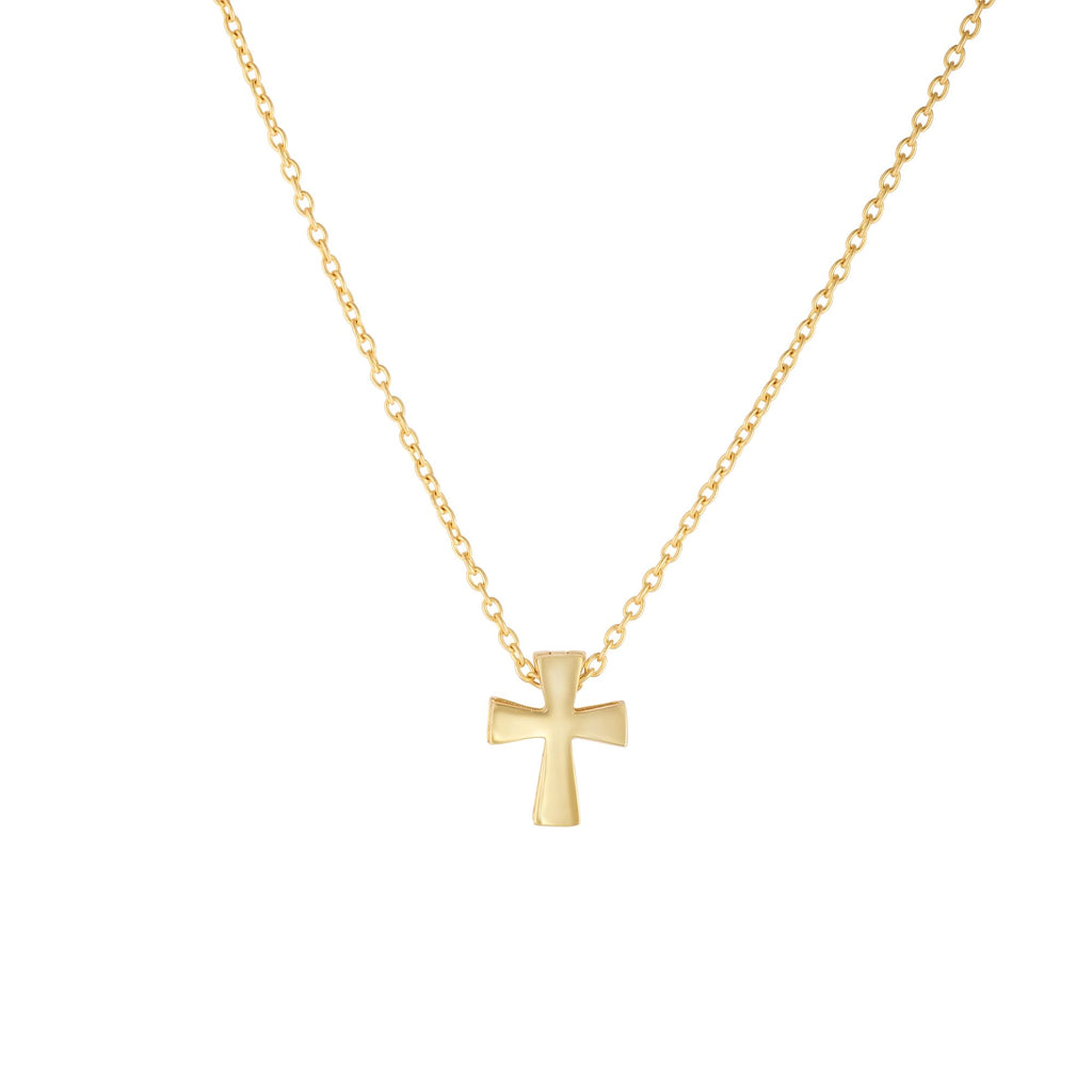 Fancy Clip Cross Necklace Real 14K Yellow Gold - besenn