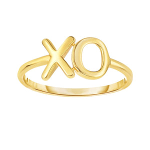 Size 7 Plain Shiny XO Hugs Kisses Design Ring Solid Real 14K Yellow Gold Ladies - besenn