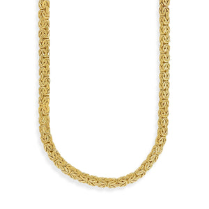 17" 7.2mm Wide All Shiny Classic Byzantine Chain Necklace Real 10K Yellow Gold - besenn