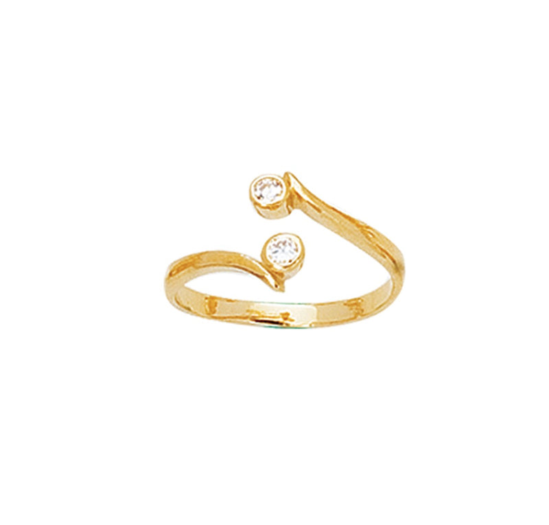 Sideways CZ Cuff Type Toe Ring Real 14K Yellow Gold - besenn