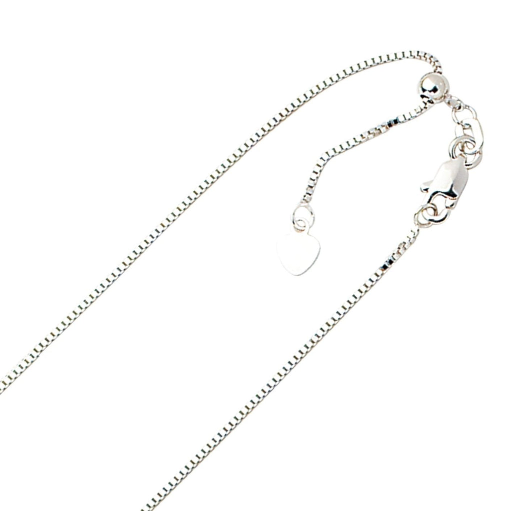 .85mm Solid Adjustable Box Chain Necklace REAL 10K White Gold Up To 22" 3grm - besenn
