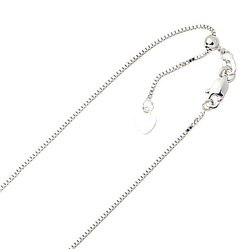.85mm Solid Adjustable Box Chain Necklace REAL 10K White Gold Up To 22
