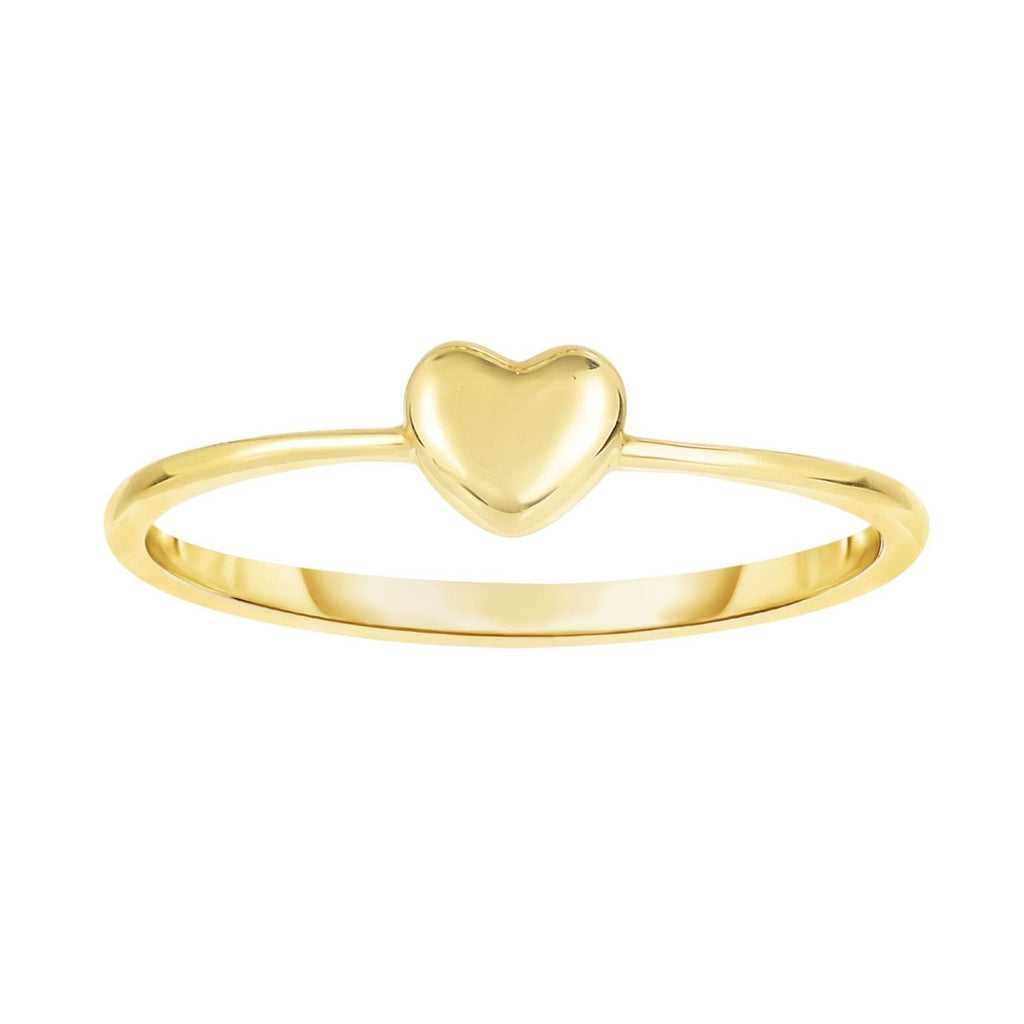 Size 7 Puffed Small Heart Design Ring Solid Real 14K Yellow Gold Ladies - besenn