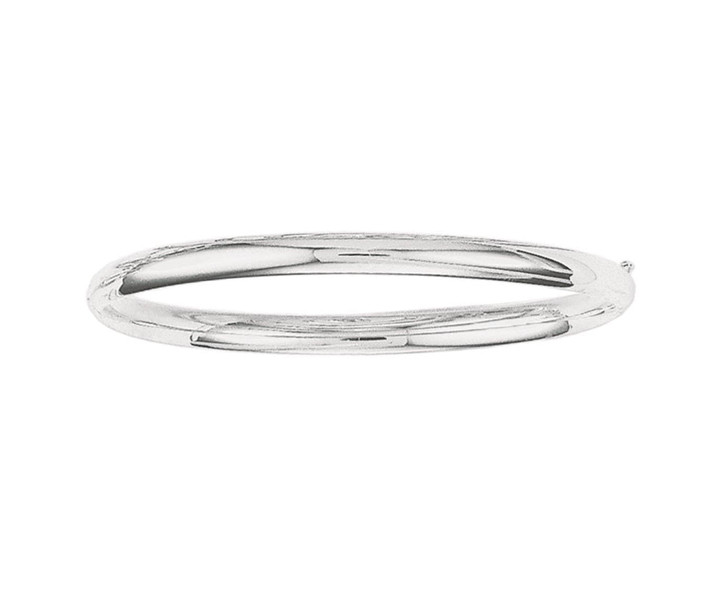 5mm All Shiny Plain Comfort Fit Bangle Bracelet Real 14K White Gold All Sizes