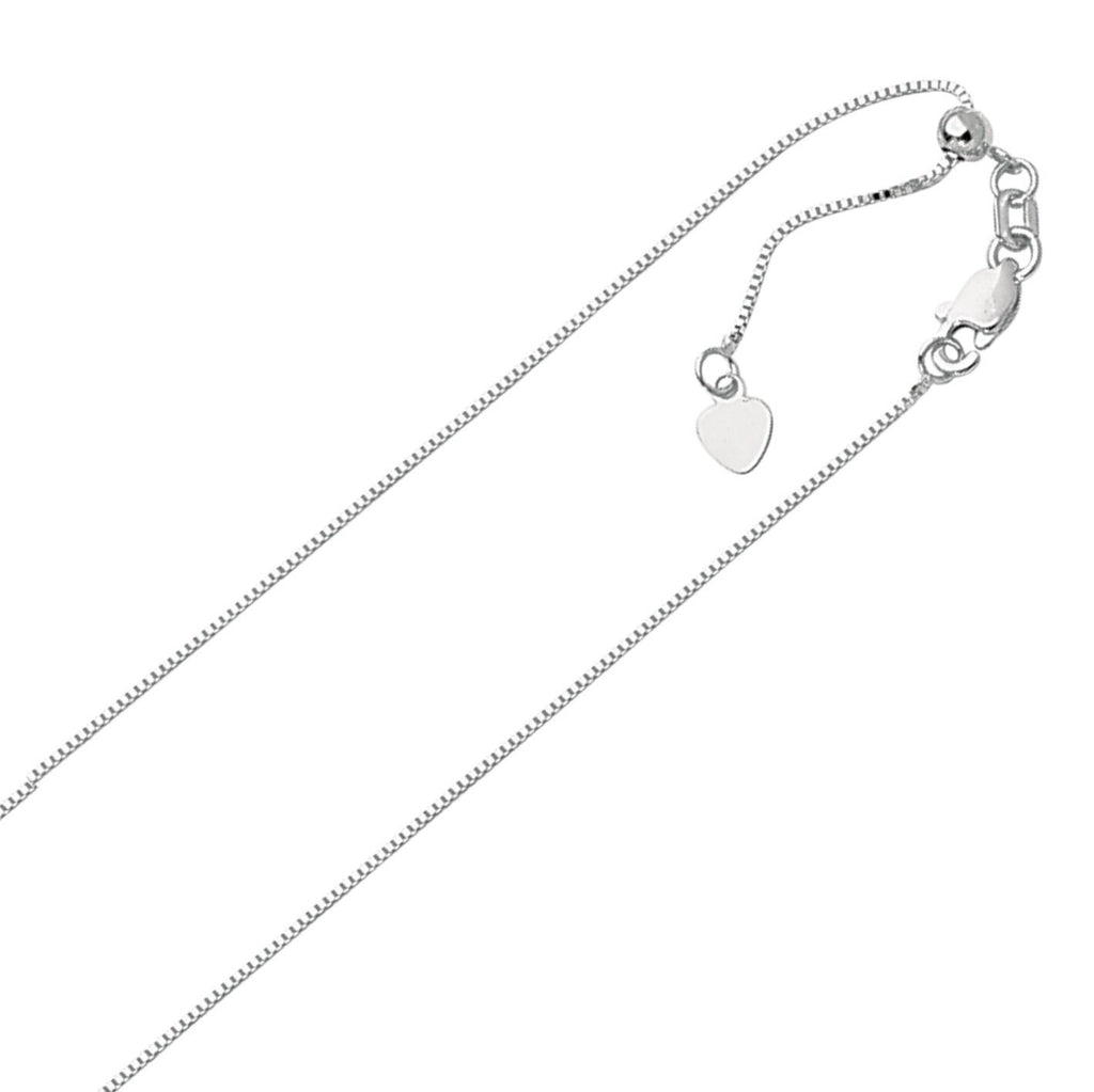 .70mm Solid Adjustable Box Chain Necklace REAL 10K White Gold Up To 22"  2gr - besenn
