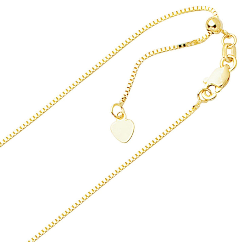 .85mm Solid Adjustable Box Chain Necklace REAL 10K Yellow Gold Up To 22
