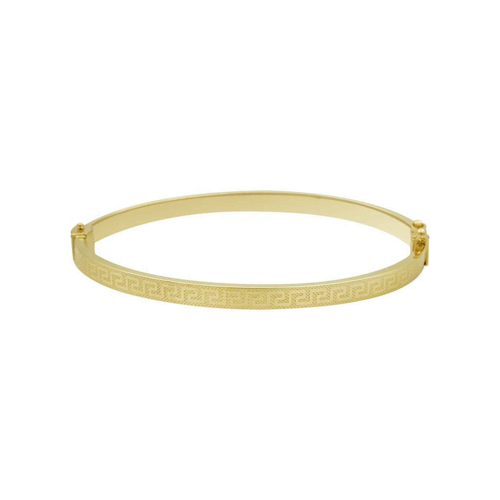 Greek Design Tricolor Bangle Real 14K Gold - besenn