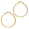 Filigree Diamond Cut Sparkle Hoop Earrings Real 14K Yellow Gold - besenn