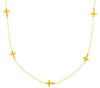 Cross Stationed Necklace Real 14K Yellow Gold