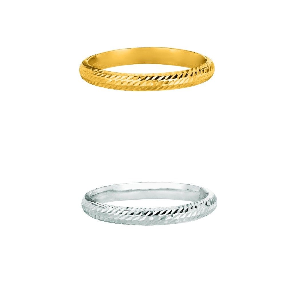 14K Yellow White Gold 3mm Diamond Cut Textured Sparkly Women Wedding Band Ring