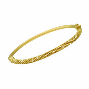 Italian Tricolor Popcorn Mesh Bangle Real 14K Gold - besenn