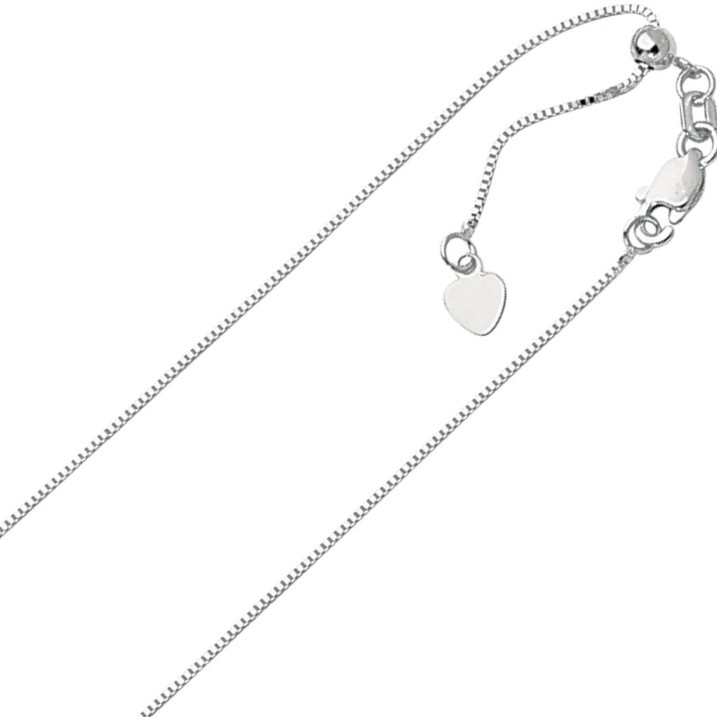 .70mm Solid Adjustable Box Chain Necklace REAL 14K White Gold Up To 22"  2.2gr - besenn