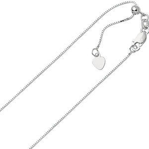 .70mm Solid Adjustable Box Chain Necklace REAL 14K White Gold Up To 22"  2.2gr - besenn
