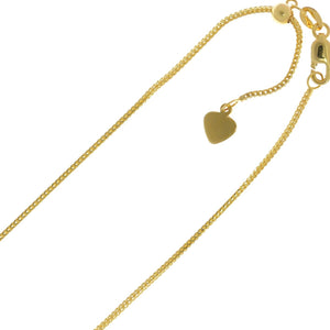 0.5mm Solid Adjustable Franco Chain Necklace REAL 14K Yellow Gold Up To 22" - besenn