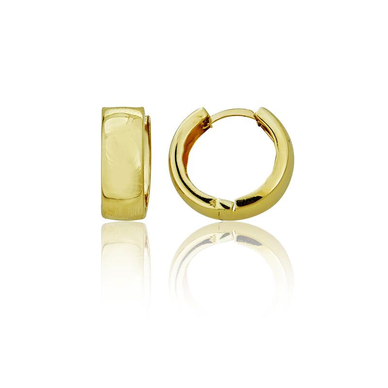 Italian 14kt Yellow Gold Huggie Hoop Earrings 11/16" - besenn