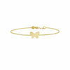 Butterfly Charm Bar Bangle Bracelet Real 14K Yellow Gold - besenn