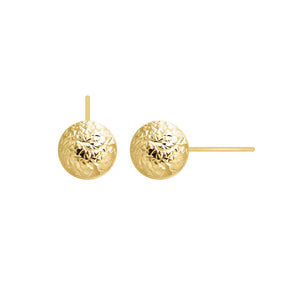 Italian Tricolor Diamond Cut Textured Ball Stud Earrings Real 14K Gold