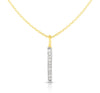 Diamond Bar Drop Necklace 0.06ct Real 14K Yellow Gold