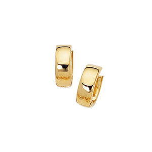 5/8" Small Polished Huggie Hoop Earrings Real 14K Yellow Gold - besenn