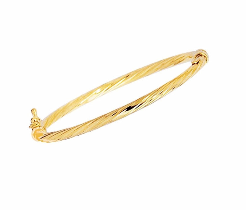 Baby Kids Textured Twisted Bangle Bracelet Real Solid 14K Yellow Gold 5.5" 3gr - besenn