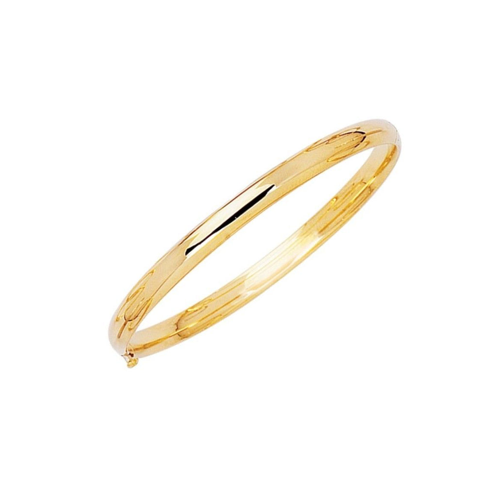 Baby Kids Plain Shiny Polished Bangle Bracelet Real Solid 14K Yellow Gold 5.5" - besenn