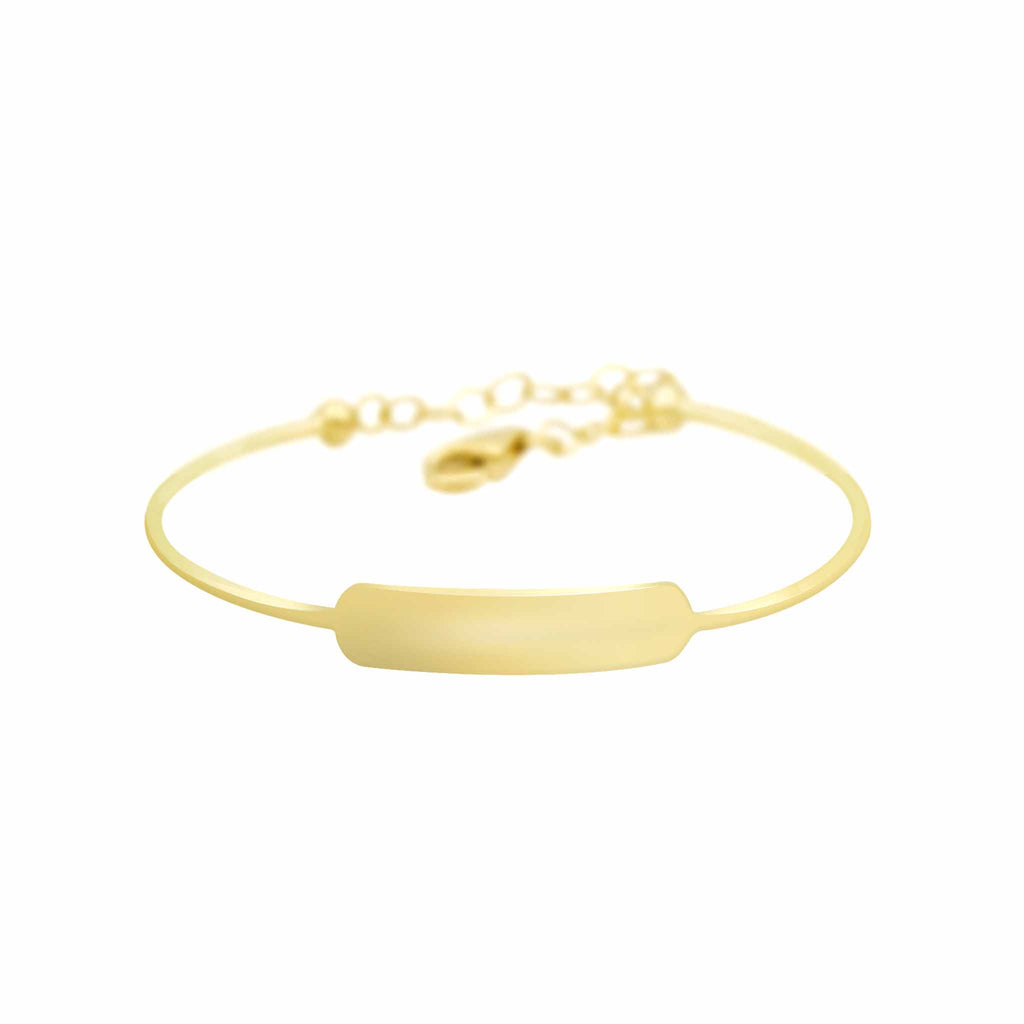 Baby's Plain Name ID Bracelet Bangle Real 14K Yellow Gold - besenn