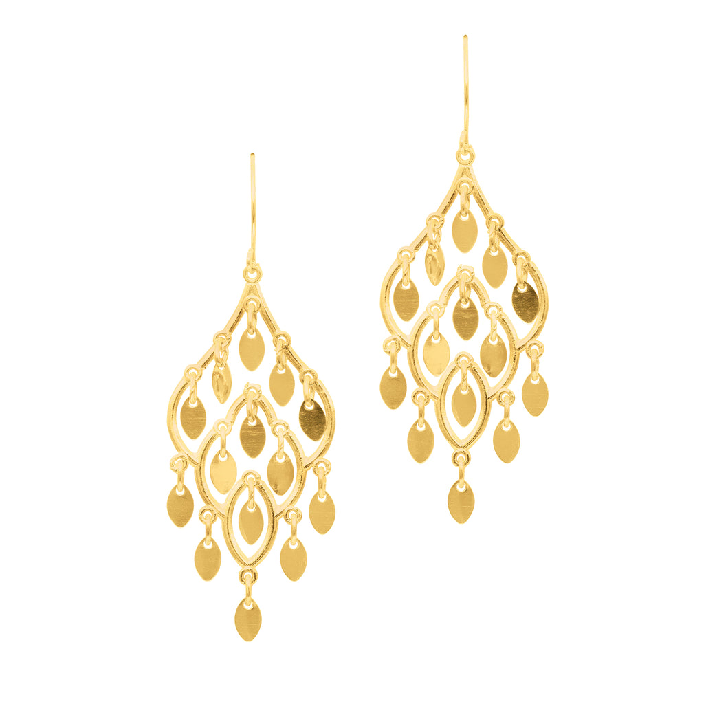 Drop Dangle Chandelier Earrings Real 10K Yellow Gold - besenn