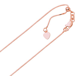 .70mm Solid Adjustable Box Chain Necklace REAL 14K Pink Rose Gold Up To 22" - besenn