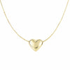 Puffed Mini Heart Charm Cable Chain Pendant Necklace Real 14K Yellow Gold 18" - besenn