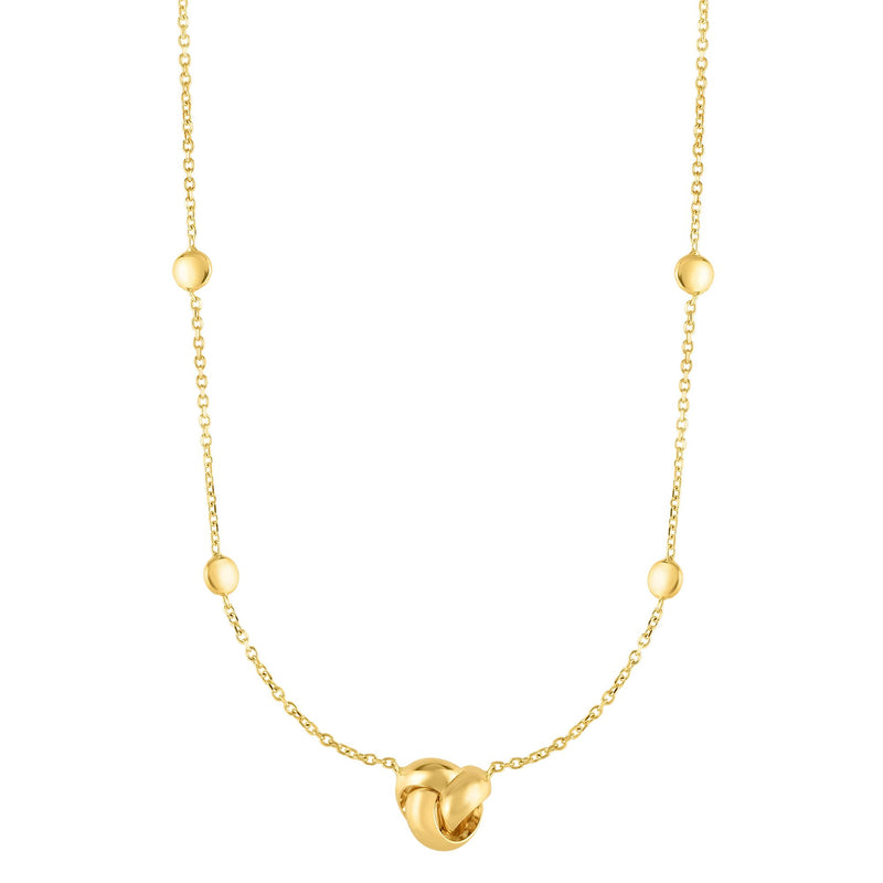 Loveknot Rosetta Shiny Necklace Real 14K Yellow Gold