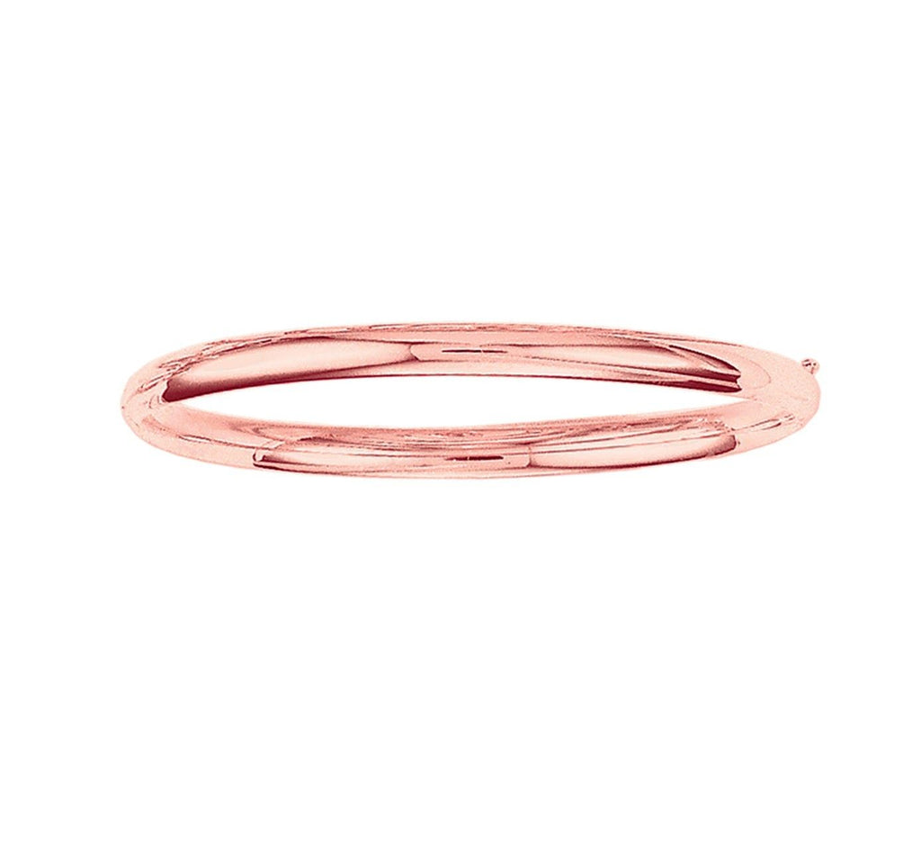 5mm All Shiny Plain Comfort Fit Bangle Bracelet Real 14K Rose Pink Gold 7"