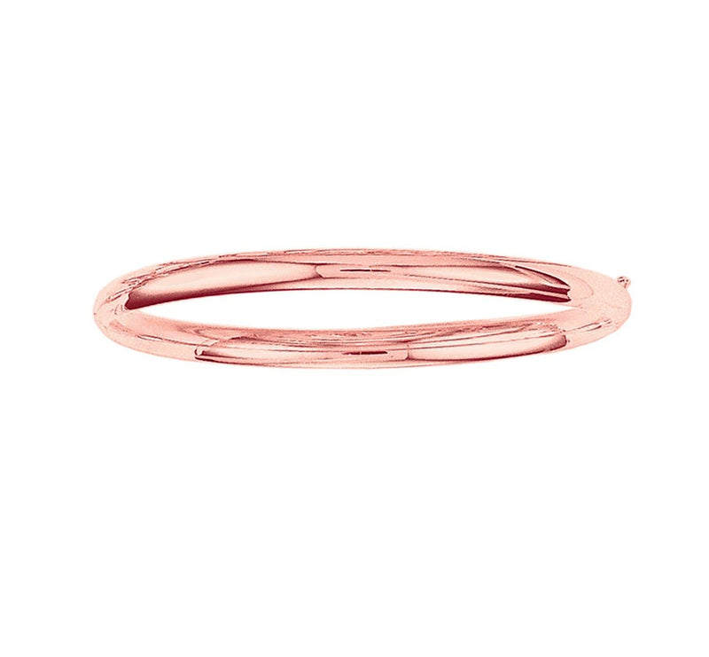 5mm All Shiny Plain Comfort Fit Bangle Bracelet Real 14K Rose Pink Gold 7