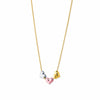 Heart Charm Tricolor Pendant Necklace Real 14K Rose Yellow White Gold 18" - besenn