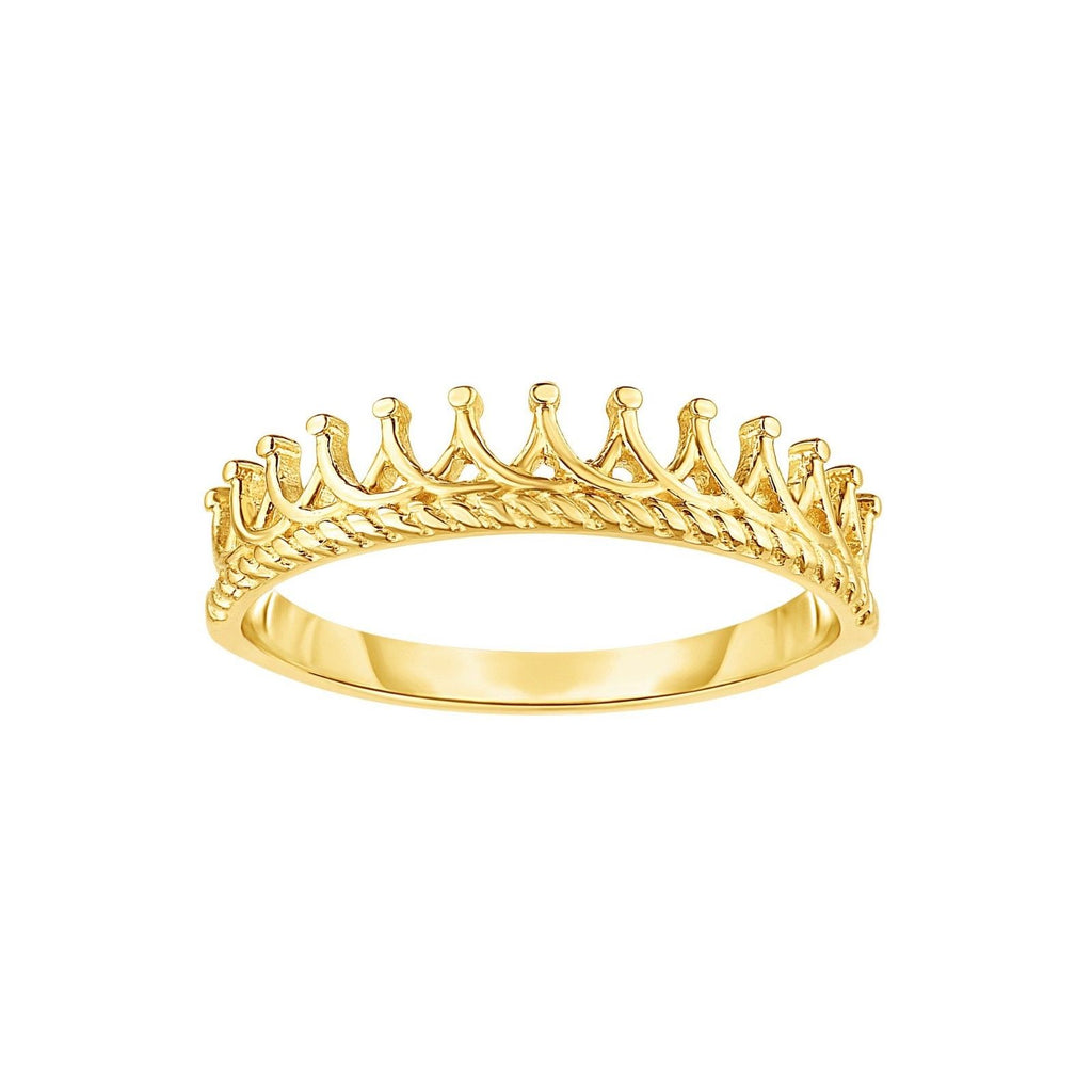 Size 7 Textured Crown Design Ring Solid Real 14K Yellow Gold 1.5 grams Ladies - besenn